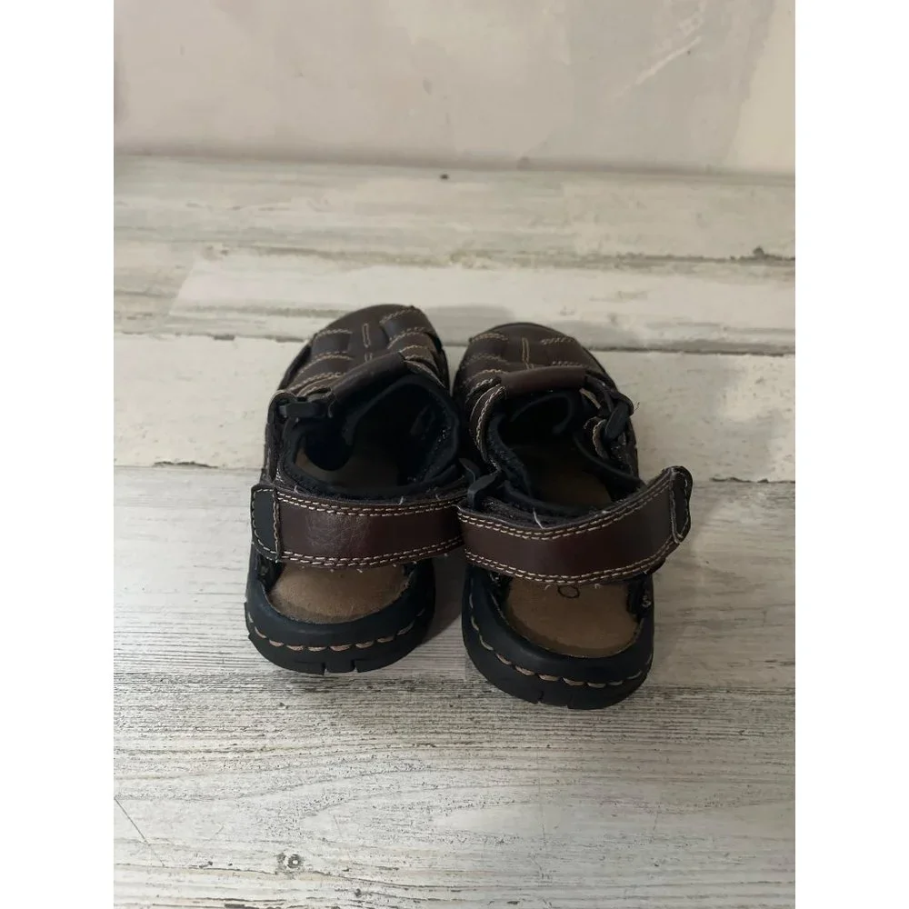Outland  boys brown Velcro strap closed toe sandals size 12M